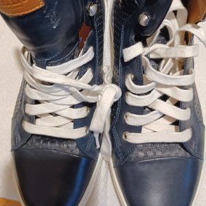 Bally OLIR FO/206 Blue Navy Calf Plain High Top Sneakers Sz 7.5US Used